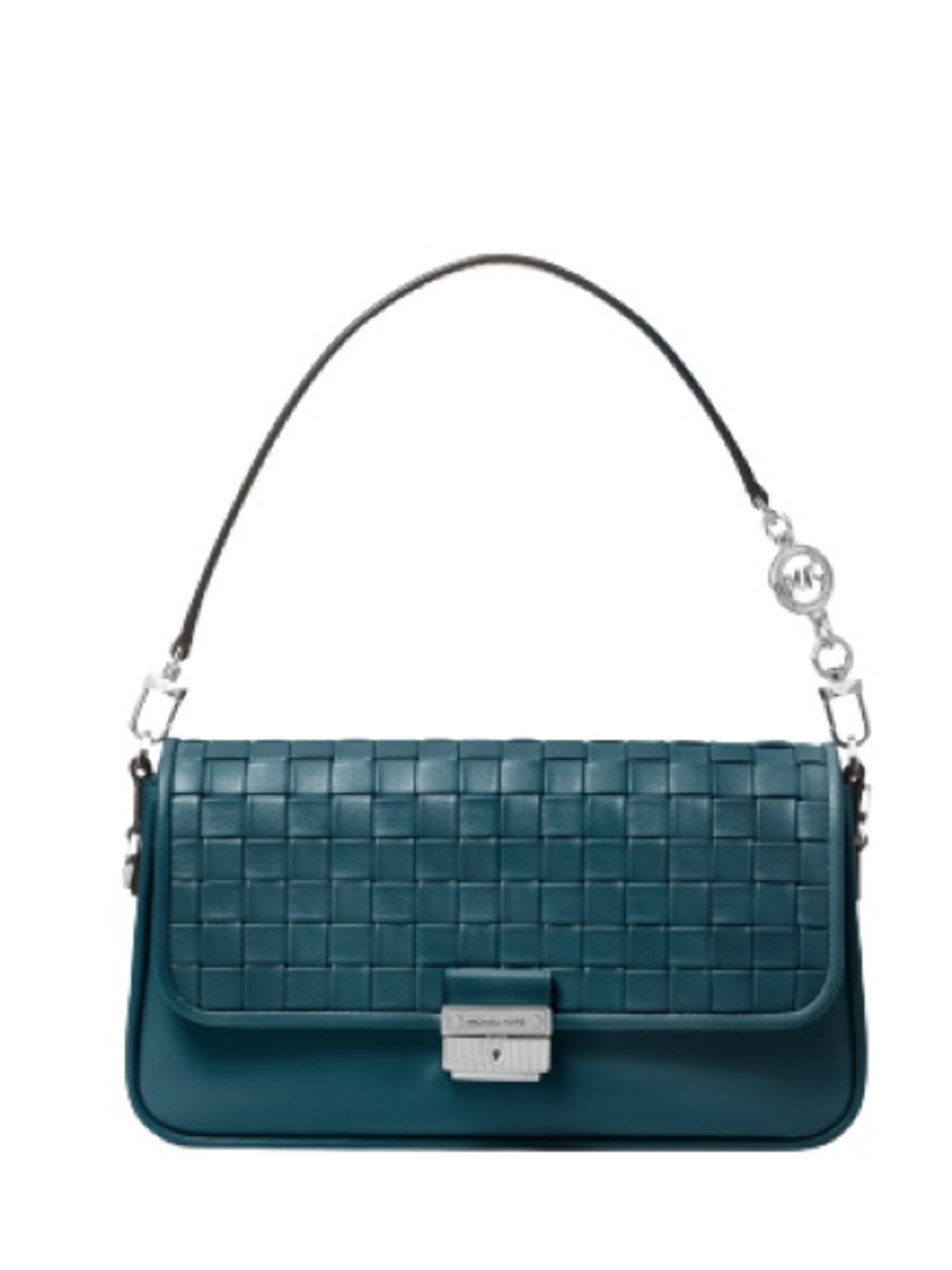 Michael Kors Teal Woven Leather Shoulder Bag